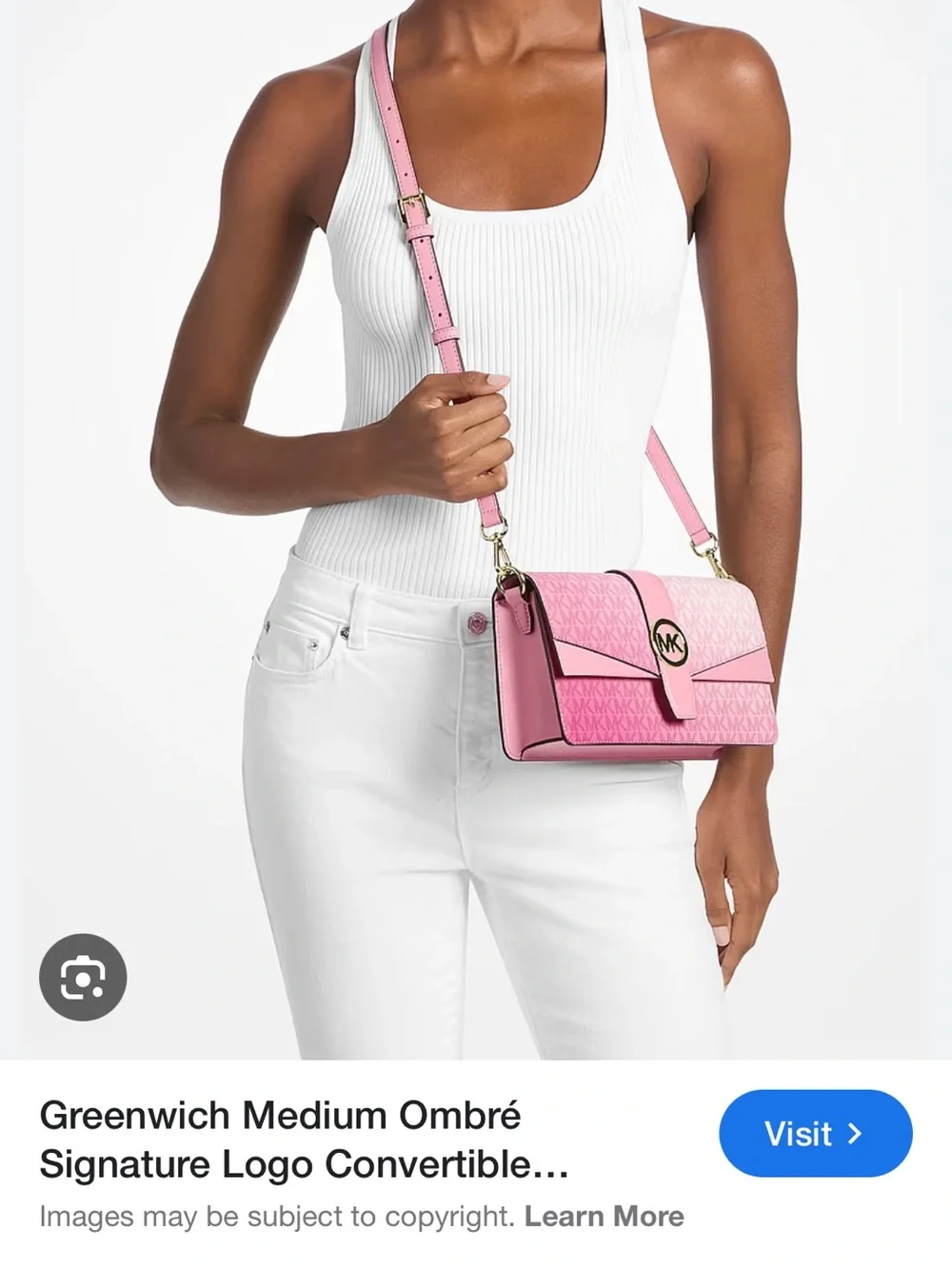Michael Kors Pink Gradient Logo Crossbody Bag with Gold MK Emblem